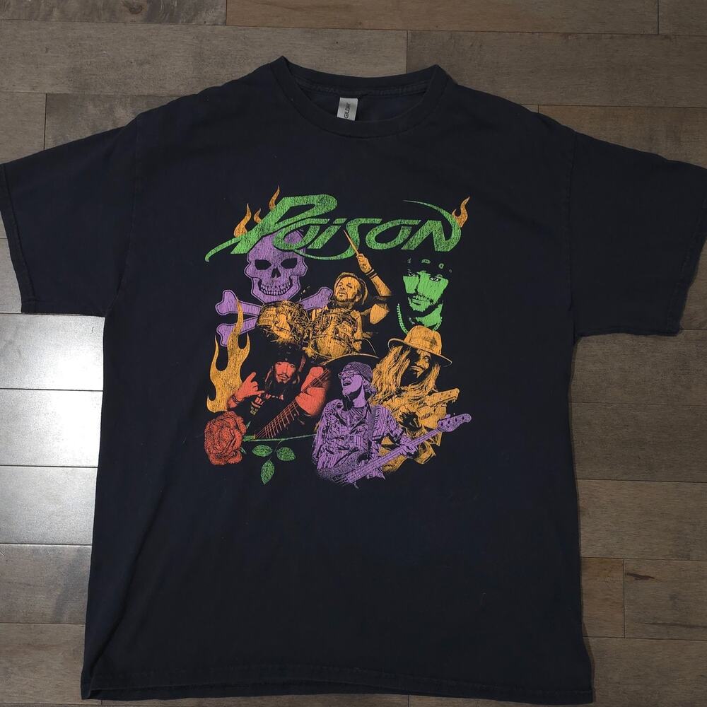 Poison Stadium Tour 2022 T Shirt Black Graphic Band Tee Adult Large
